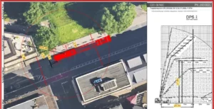 LKW-Ladekran Palfinger PK20002L Kranstudie Autodienst West CAD-Einsatzplanung